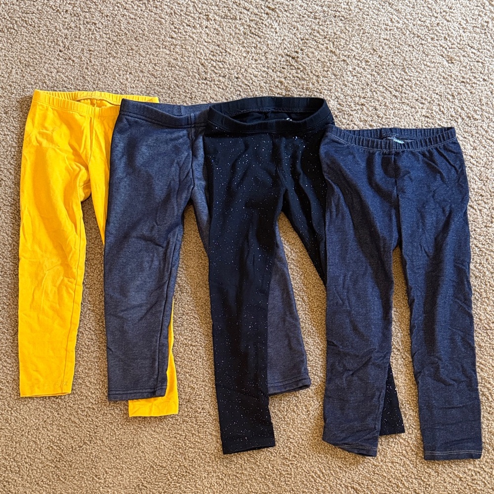 Kids Leggings Bundle Set- Yellow, Black, and Jean